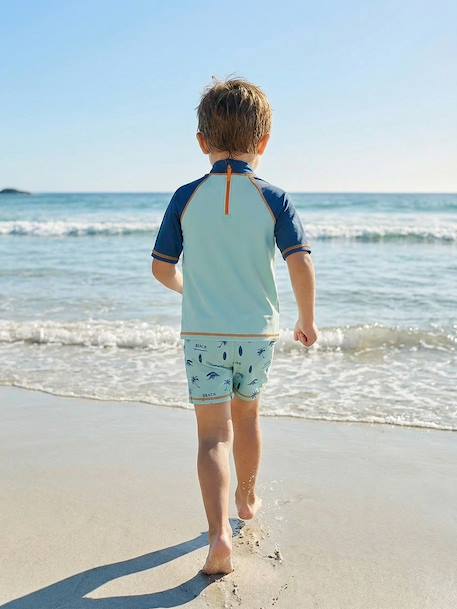 Ensemble de bain garçon T-shirt anti-UV + short bleu turquoise/pétrole 9 - vertbaudet enfant 