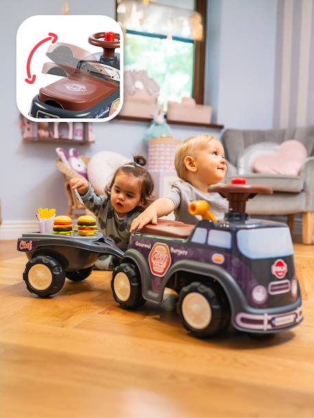 Porteur chantier avec assise ouvrante et volant directionnel avec klaxon, remorque et jeux de sable Gris anthracite+Jaune JCB+Jaune Volvo 2 - vertbaudet enfant 