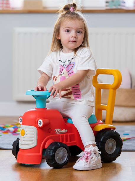 Porteur Tracteur avec barre d'aide à la marche ergonomique Rouge+Vert Claas+Vert vintage 1 - vertbaudet enfant 