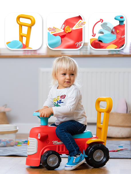 Porteur Tracteur avec barre d'aide à la marche ergonomique Rouge+Vert Claas+Vert vintage 3 - vertbaudet enfant 