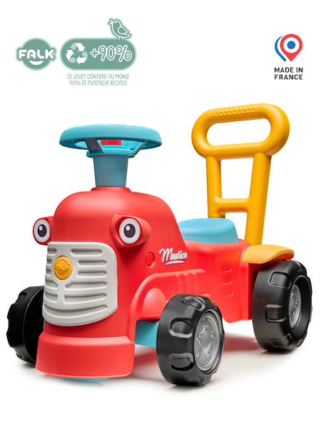Porteur Tracteur avec barre d'aide à la marche ergonomique Rouge+Vert Claas+Vert vintage 4 - vertbaudet enfant 