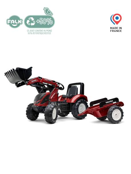 Tractopelle à pédales avec remorque Bleu New Holland+Jaune Vintage+Rouge+Rouge Massey Ferguson+Rouge nacré+Vert Claas+Vert vintage 25 - vertbaudet enfant 