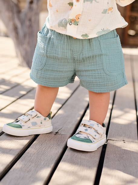 Baskets scratchées bébé en toile beige imprimé+kaki+lot beige+marine 24 - vertbaudet enfant 