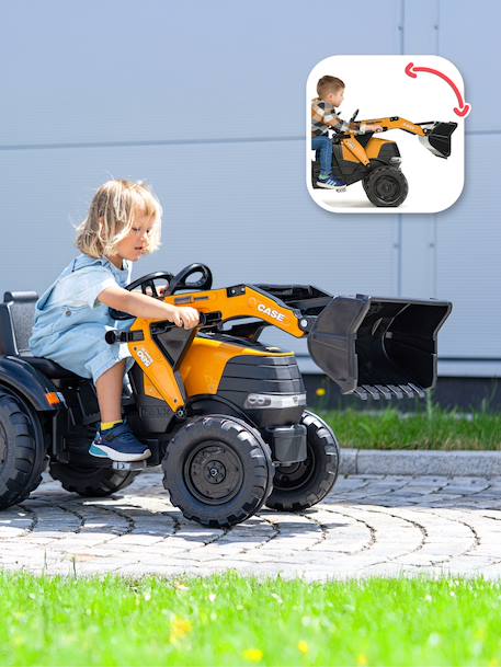Tractopelle à pédales avec excavatrice arrière, selle pivotante et remorque double essieux basculante Bleu new holland+Jaune komatsu+Orange+Vert claas 14 - vertbaudet enfant 