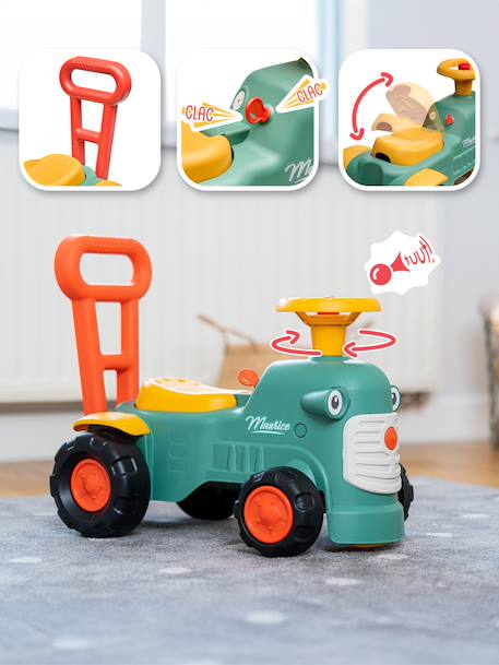 Porteur Tracteur avec barre d'aide à la marche ergonomique Rouge+Vert Claas+Vert vintage 15 - vertbaudet enfant 