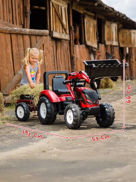 Tractopelle à pédales avec remorque Bleu New Holland+Jaune Vintage+Rouge+Rouge Massey Ferguson+Rouge nacré+Vert Claas+Vert vintage 26 - vertbaudet enfant 