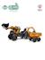 Tractopelle à pédales avec excavatrice arrière, selle pivotante et remorque double essieux basculante Bleu new holland+Jaune komatsu+Orange+Vert claas 16 - vertbaudet enfant 