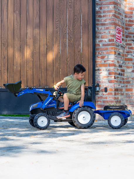 Tractopelle à pédales avec remorque Bleu New Holland+Jaune Vintage+Rouge+Rouge Massey Ferguson+Rouge nacré+Vert Claas+Vert vintage 1 - vertbaudet enfant 