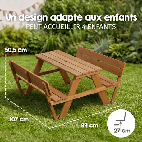 Table pique-nique en bois massif 4 places Teck 3 - vertbaudet enfant 
