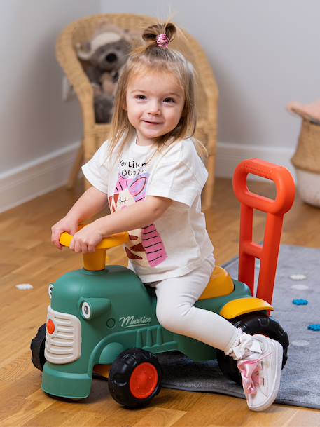 Porteur Tracteur avec barre d'aide à la marche ergonomique Rouge+Vert Claas+Vert vintage 13 - vertbaudet enfant 