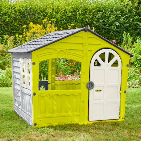 Maisonnette cabane storm plastique Blanc - gris - vert citron 2 - vertbaudet enfant 