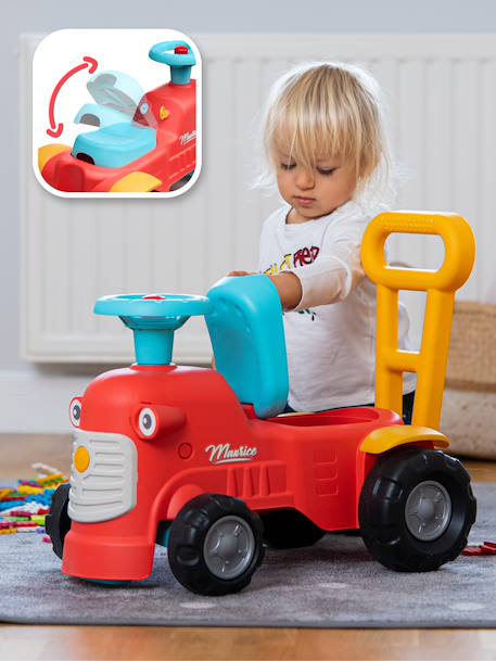 Porteur Tracteur avec barre d'aide à la marche ergonomique Rouge+Vert Claas+Vert vintage 2 - vertbaudet enfant 