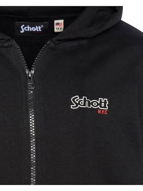 Sweatshirt zippé à capuche Bleu jean+Noir 5 - vertbaudet enfant 