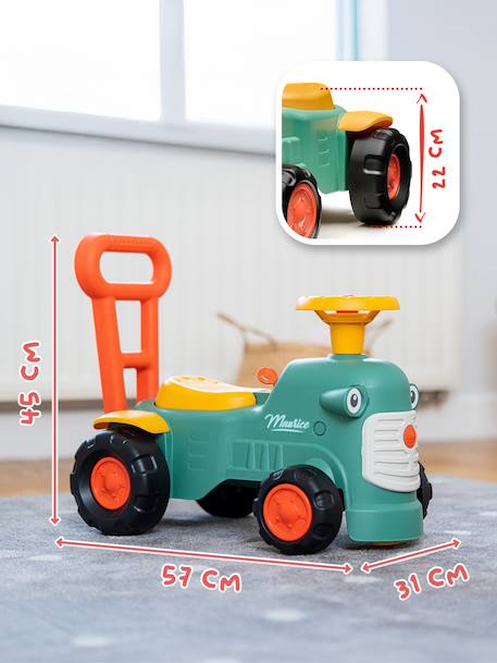 Porteur Tracteur avec barre d'aide à la marche ergonomique Rouge+Vert Claas+Vert vintage 17 - vertbaudet enfant 
