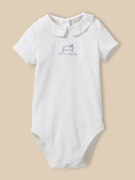 Body brodé bébé - coton biologique Blanc casse 1 - vertbaudet enfant 
