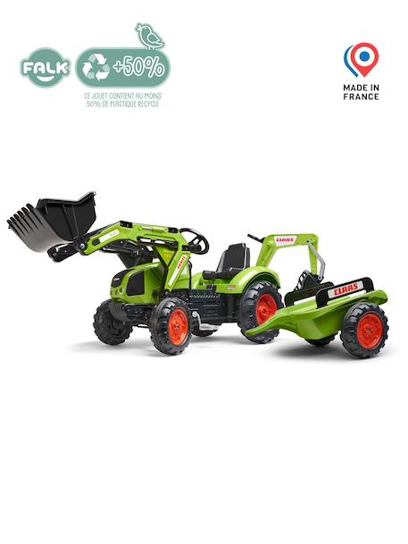 Tractopelle à pédales avec excavatrice arrière et remorque Jaune Komatsu+Vert 9 - vertbaudet enfant 