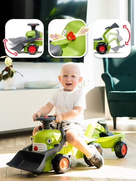 Porteur avec pelle frontale, excavatrice arrière et remorque Jaune+Vert 9 - vertbaudet enfant 