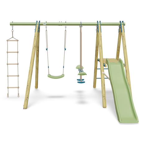Portique balançoire et toboggan techwood oreka 2 pour enfants Bois 2 - vertbaudet enfant 