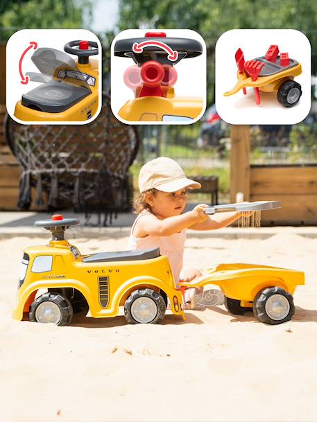 Porteur chantier avec assise ouvrante et volant directionnel avec klaxon, remorque et jeux de sable Gris anthracite+Jaune JCB+Jaune Volvo 14 - vertbaudet enfant 