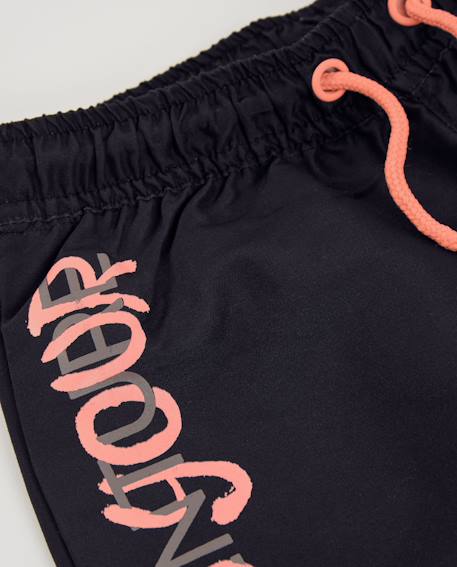 Short de bain garçon en tissu tissé avec imprimé latéral Noir 3 - vertbaudet enfant 