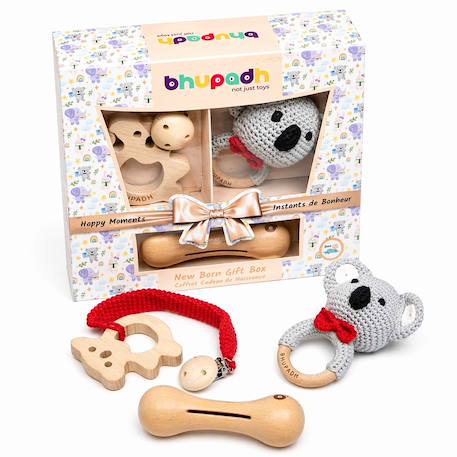 Coffret de 3 hochets en coton et bois naturel Elephant+Koala+Lapin 8 - vertbaudet enfant 