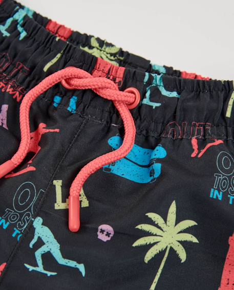 Short de bain garçon en tissu tissé avec motifs skate Noir 3 - vertbaudet enfant 