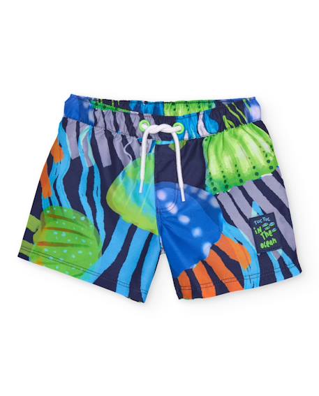 Bébé-Maillot de bain, accessoires de plage-Short de bain garçon en tissu chaîne et trame à séchage rapide