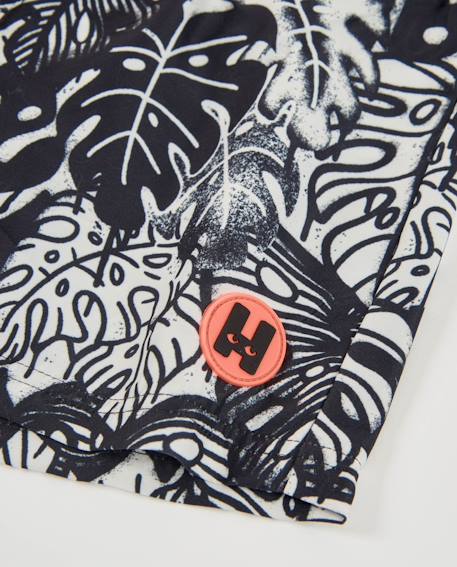 Short de bain garçon en tissu tissé avec imprimé tropical Noir 4 - vertbaudet enfant 