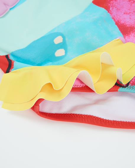 Maillot de bain fille en maille avec double volant Rouge 3 - vertbaudet enfant 