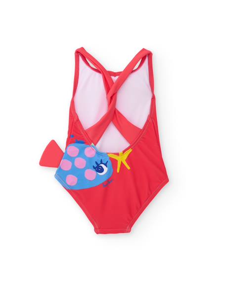 Maillot de bain en maille pour fille avec grand nœud Rouge 3 - vertbaudet enfant 