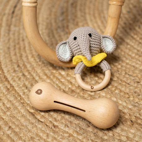 Coffret de 3 hochets en coton et bois naturel Elephant+Lapin 3 - vertbaudet enfant 
