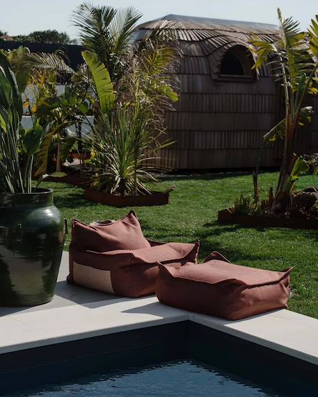 Pouf extérieur enfant carré coussin de sol outdoor Azure+Dune+Herba+Pomegranate+Seashell+Terra 23 - vertbaudet enfant 