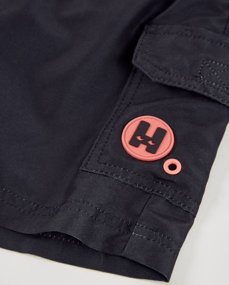 Short de bain garçon en tissu tissé avec imprimé latéral Noir 4 - vertbaudet enfant 