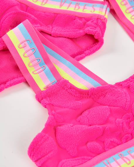 Bikini fille en maille avec relief floral Rose 4 - vertbaudet enfant 