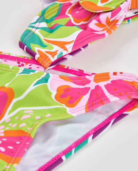 Bikini fille en maille avec volants sur les bretelles Rose 3 - vertbaudet enfant 