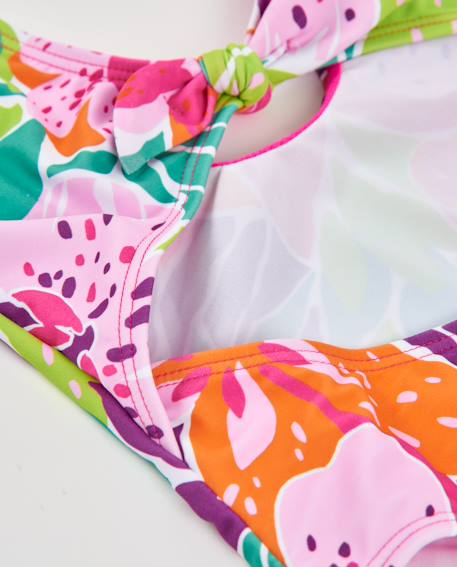 Maillot de bain fille en maille avec nœud décoratif Rose 4 - vertbaudet enfant 