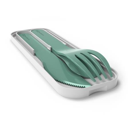 Set de couverts plastique végétal pocket color Bleu infinity+Natural cream+Rose blush+Vert forest 14 - vertbaudet enfant 