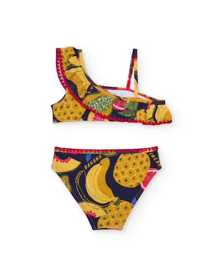 Bikini fille en maille avec volant à l’encolure Jaune 2 - vertbaudet enfant 