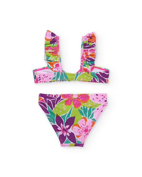Bikini fille en maille avec volants sur les bretelles Rose 2 - vertbaudet enfant 