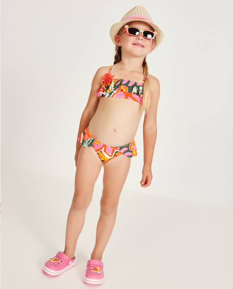 Bébé-Maillot de bain, accessoires de plage-Bikini fille en maille avec détail floral en relief