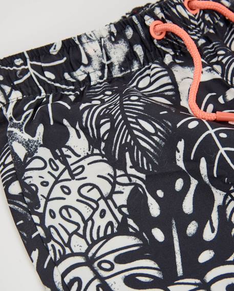 Short de bain garçon en tissu tissé avec imprimé tropical Noir 3 - vertbaudet enfant 