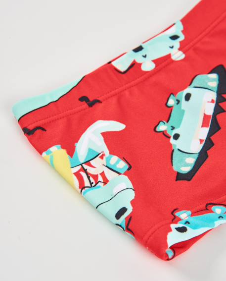 Maillot de bain garçon en maille avec imprimé estival Rouge 3 - vertbaudet enfant 