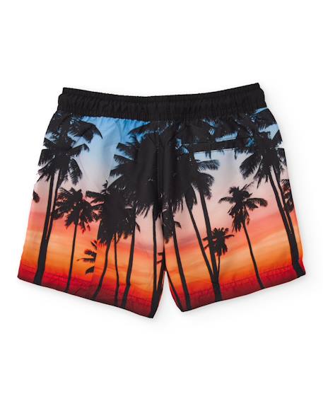 Short de bain garçon en tissu tissé avec palmiers contrastés Noir 2 - vertbaudet enfant 