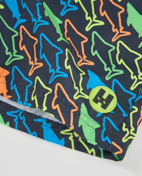 Maillot de bain pour garçon en tissu chaîne et trame avec imprimé requins Gris 4 - vertbaudet enfant 