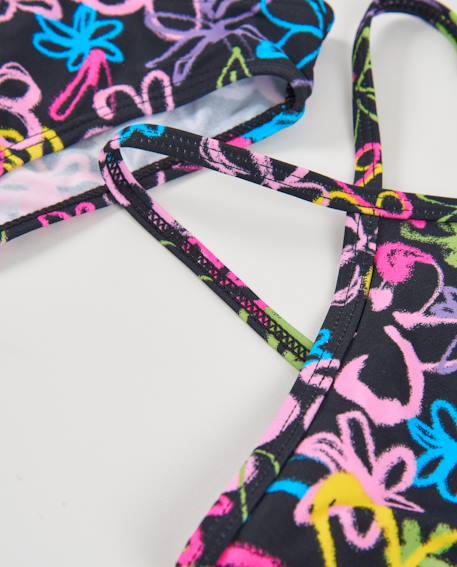 Bikini fille en maille de style graffiti Noir 3 - vertbaudet enfant 