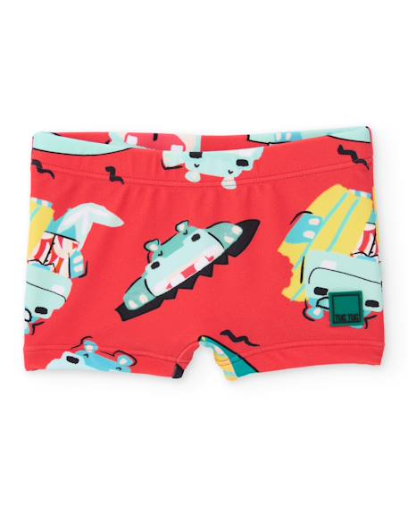 Maillot de bain garçon en maille avec imprimé estival Rouge 1 - vertbaudet enfant 