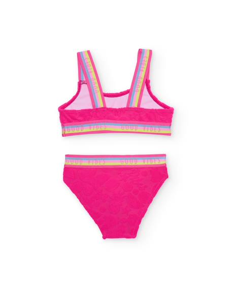Bikini fille en maille avec relief floral Rose 2 - vertbaudet enfant 