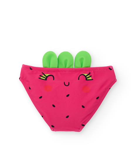 Bas de bikini fille en maille avec détail de petites feuilles Rose 2 - vertbaudet enfant 