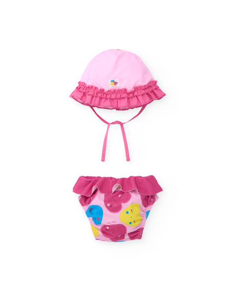 Maillot de bain bébé avec chapeau Rose 2 - vertbaudet enfant 