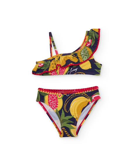 Fille-Maillot de bain-Bikini fille en maille avec volant à l’encolure